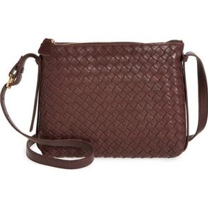 NEW Madewell Chocolate raisin Woven Leather Crossbody Bag